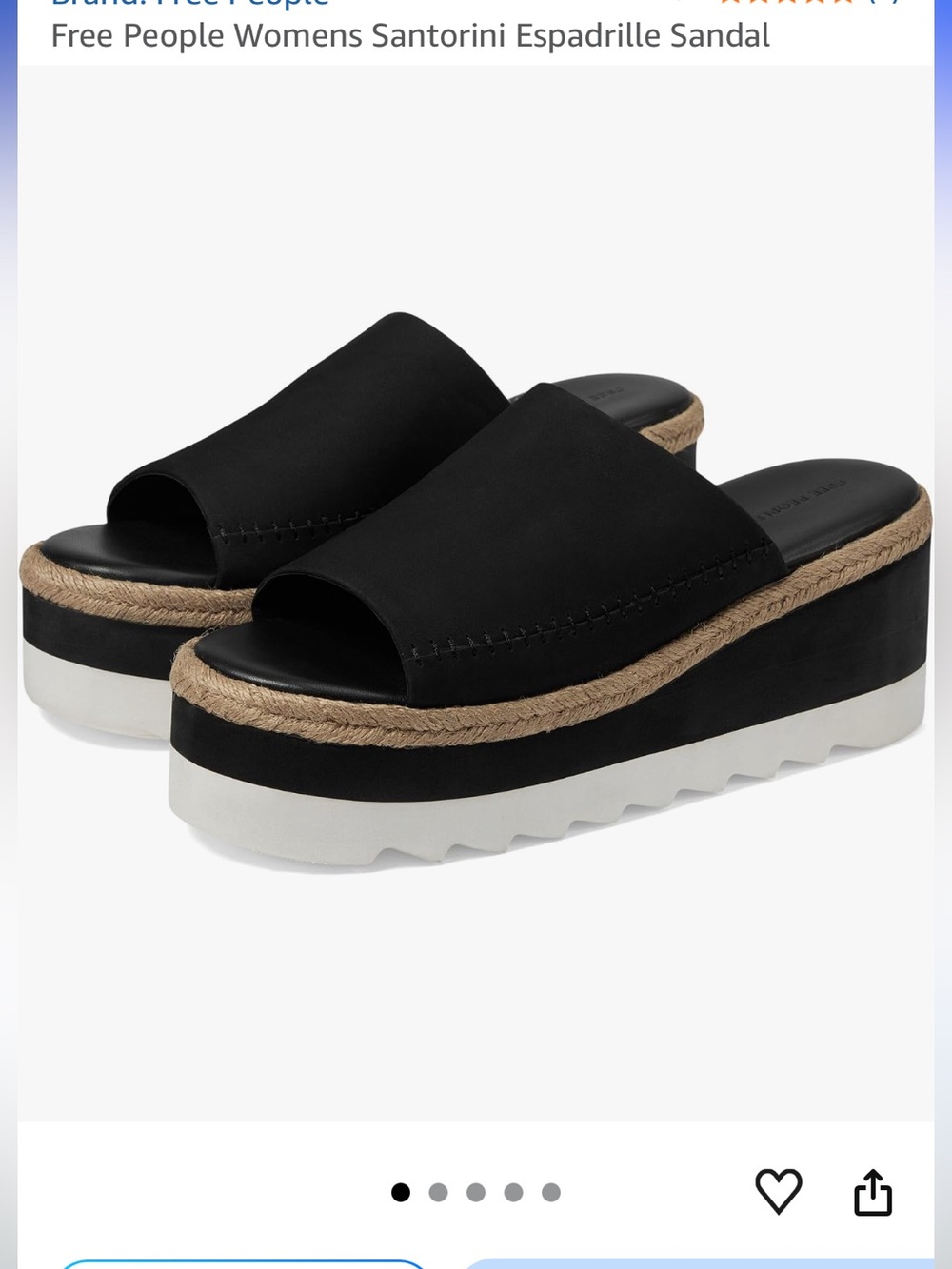 Free People Santorini Black & White Platform Espadrille Slide Sandals 9